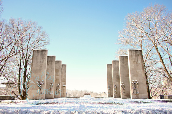 Virginia Tech Snow - Pylons at War Memorial Chapel