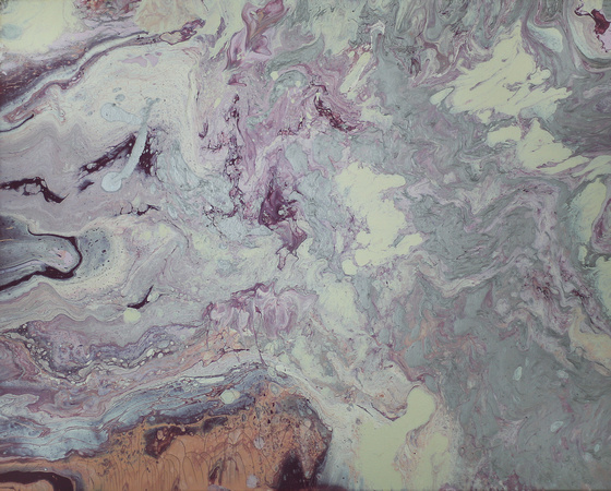 Fig Inspired Purple, Peach, Champagne, and Cream Pastel Fluid Acrylic Abstract Painting by Holly Cromer