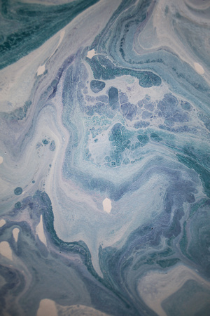 Shades of Blue and White Abstract Fluid Acrylic Marbled Painting