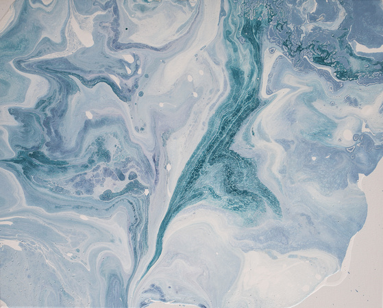 Shades of Blue and White Abstract Fluid Acrylic Marbled Painting